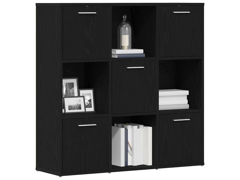  Bibliothèque, meuble de rangement salon en chêne noir 90 x 28 x 90 cm bois d'ingénierie  - Conforama D