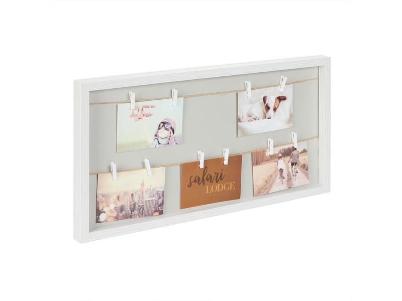 Cadre photo mural décoratif avec cordelettes 32 x 62 x 3 cm pour souvenirs modernes en mdf naturel 13_0013214  - Conforama A