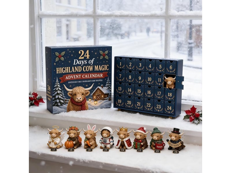 Calendrier de l'avent 24 jours highland cow – 24 mini figurines 3d à collectionner, déco ferme et cadeau de noël - Conforama E