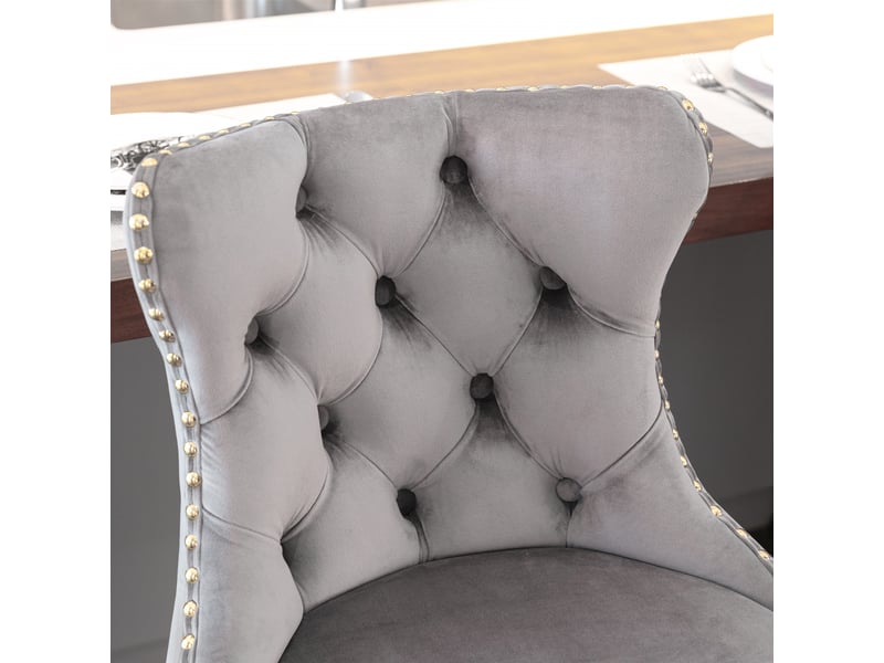  Lot de 2 tabourets de bar pivotants en velours gris avec base dorée W3223P503939 - Conforama D