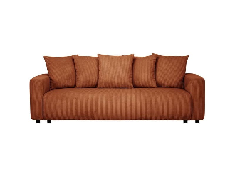 Canape convertible 3 places pharell 2 velours cotelé terracotta avec coffre de rangement 228x97x88 cm B007894 - Conforama A