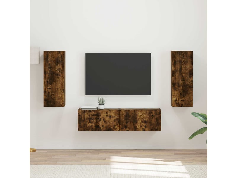  Ensemble meuble tv - banc tv - meuble de rangement 2 pcs chêne fumé bois d'ingénierie  - Conforama B