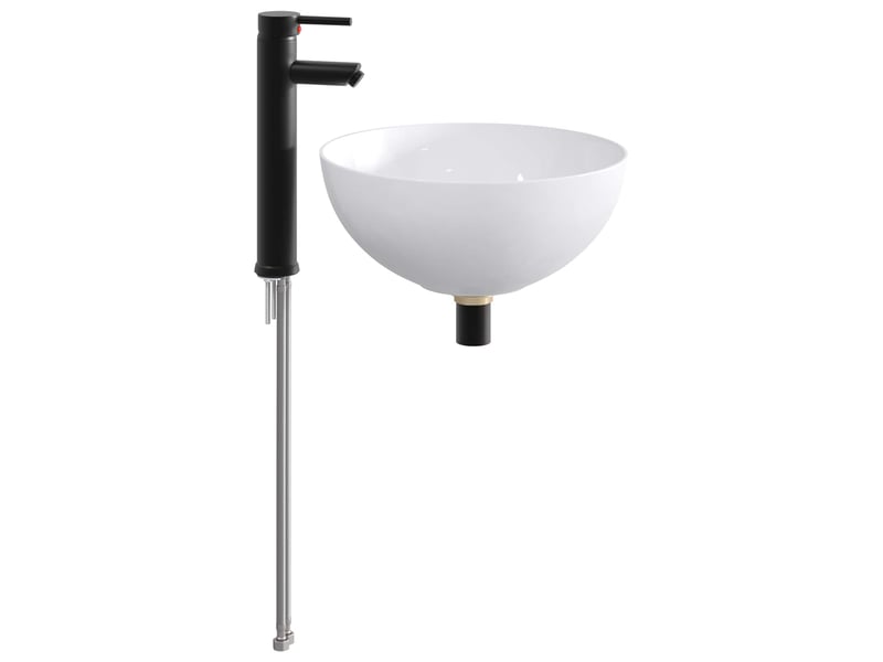 Lavabo de salle de bain avec robinet et drain noir mat shl4094 - Conforama A