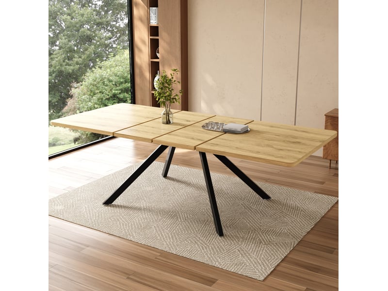  Table à manger extensible 160-240x90 cm en mdf coloris chêne  - Conforama W