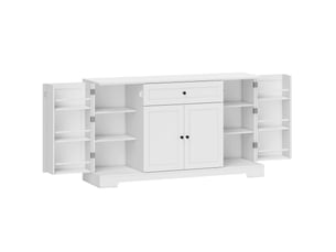 Buffet de cuisine 140x40x80 cm - blanc - 4 portes a fermeture douce, tiroir et etageres reglables internes