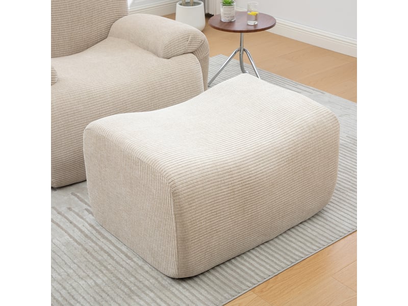  Fauteuil chenille avec repose-pieds compact pour petit salon - coussin mousse haute résilience 30d couleur kaki clair  - Conforama D