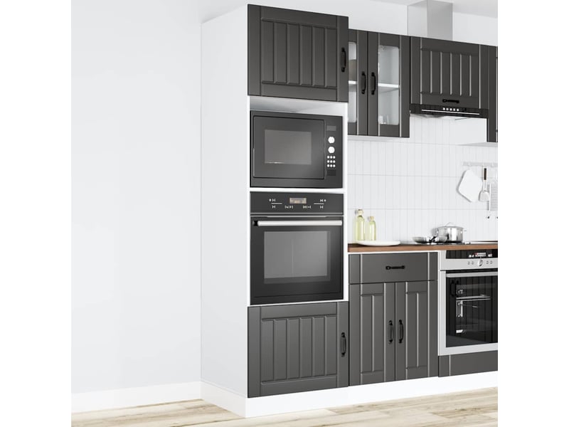 Meuble de rangement, armoires de four lucca bois d'ingénierie noir - Conforama C