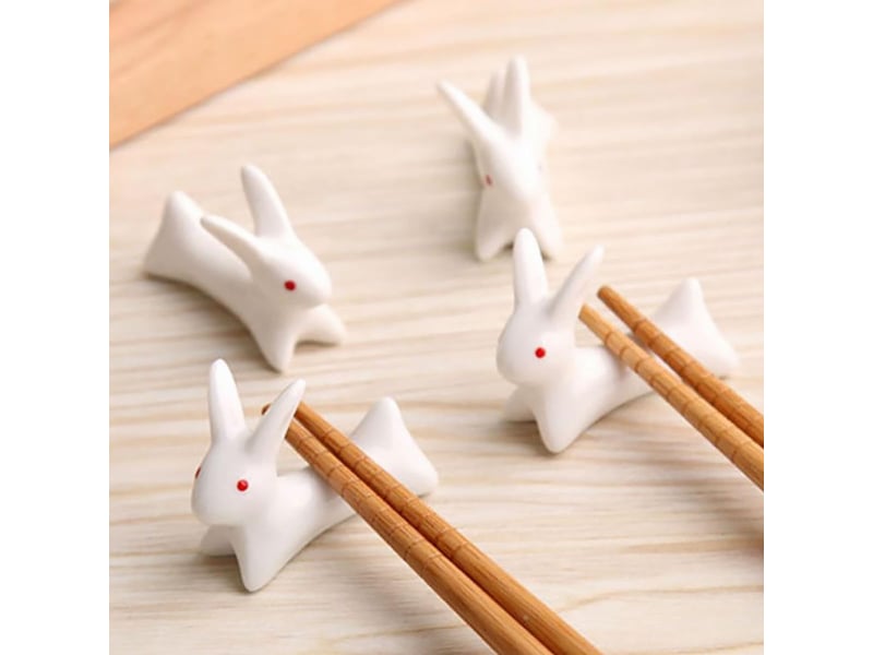 Repose-baguettes en céramique blanc forme lapin 10pcs pratique et portable pour décor de salle à manger ou bureau  - Conforama E