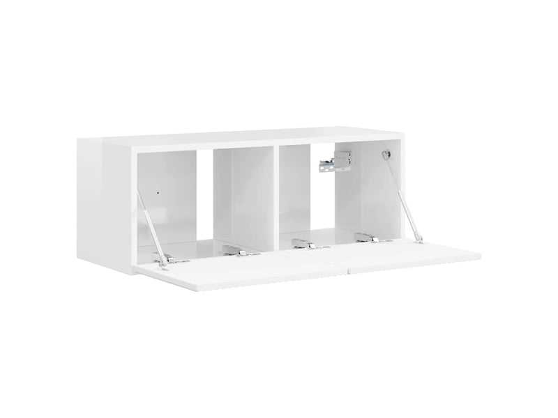  Meuble tv - banc tv - meuble de rangement mural 78,5 x 31 x 29,5 cm blanc brillant  - Conforama E