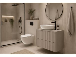 Meuble sous vasque suspendu linea 80 cm cachemire avec plan de travail