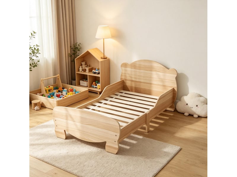 Lit enfant bas 70x140 cm avec barrières motif ours homvra - Conforama D
