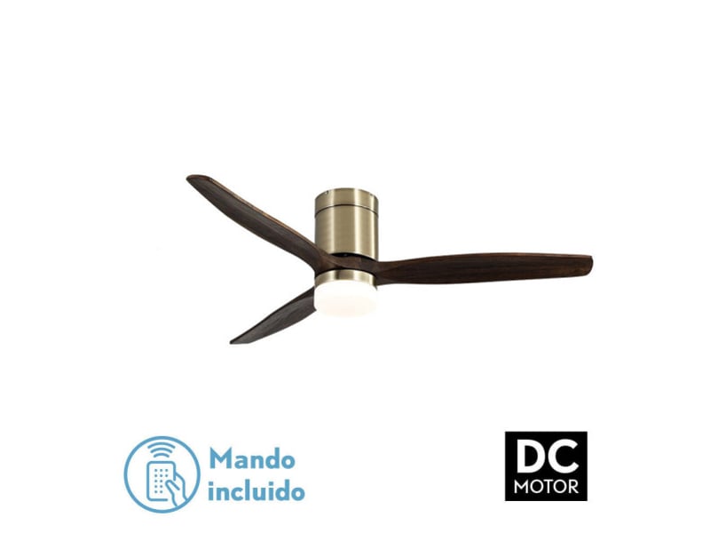  Ventilateur de plafond fabrilamp aguilón dc cuirchêne 3 pales 132 cm 6 vitesses led 20 w télécommande 128291364 - Conforama C