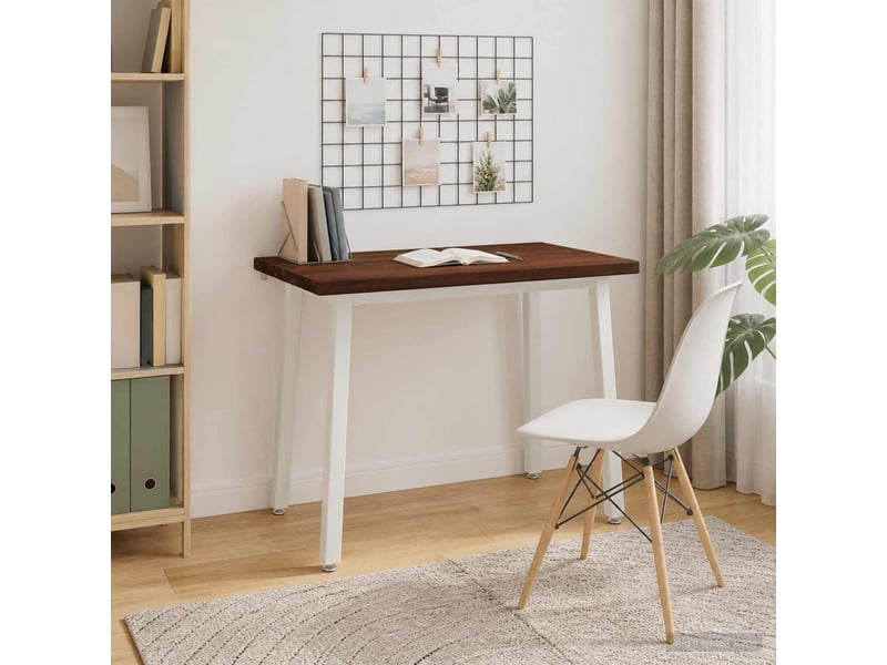 Table à manger moderne 90x55x75 cm bois d'acacia massif marron foncé et blanc shl17861 - Conforama B