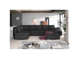 Canapé panoramique gyovani gris foncé angle droit convertible avec coffre