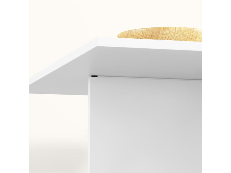  Table à manger pliante,114,5x70x75 cm,2 à 4 personnes avec rangement,mdf,blanche  - Conforama E