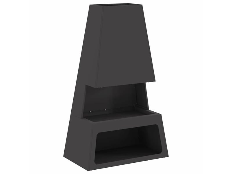  Brasero exterieur, foyer noir 60x35x100 cm acier patiné  - Conforama A