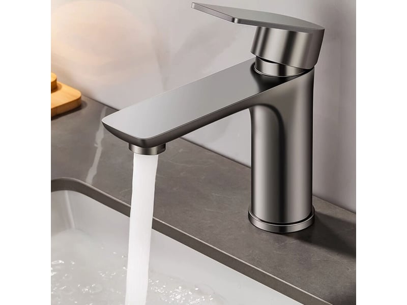  Robinet de lavabo à poignée unique – double commande eau chaudeeau froide – anti-éclaboussures – gris anthracite - hrc0000728tby HRC0000728TBY - Conforama B