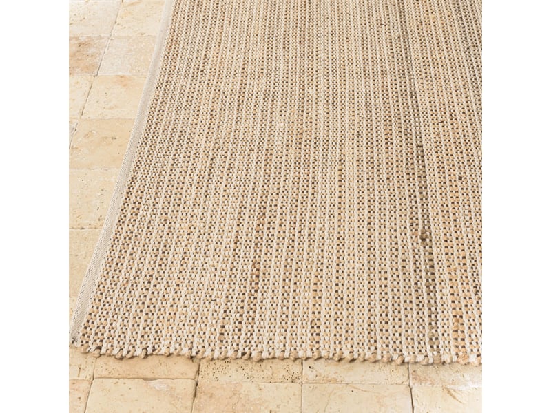  Quentin - tapis rectangulaire 300x400cm jute et coton couleur beigeblancnoir  - Conforama D