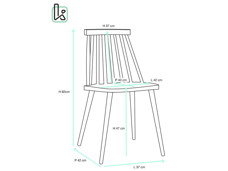 Lot de 2 chaises bistrot scandinaves bao grises à barreaux avec pieds métal décor bois  - Conforama E