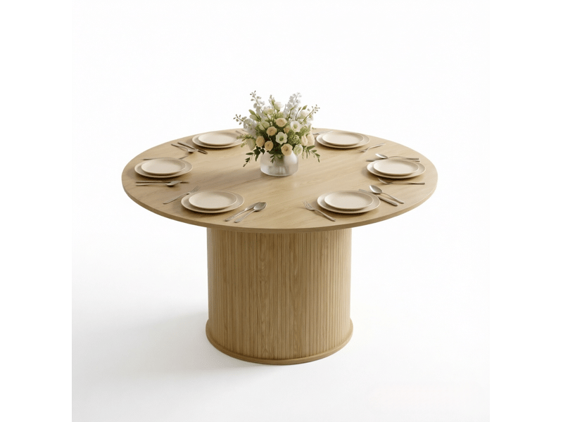  Table à manger ronde 4 à 6 personnes ø120 x 75 cm, décor bois clair mdf  - Conforama A
