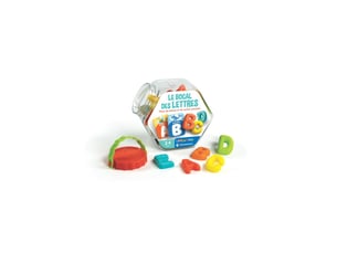 Jeu educatif bocal des lettres 30 cartes illustrees 26 lettres plastique