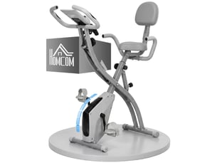 Vélo pliable 2 en 1, 8 résistances, cardio, brassards, écran lcd, volant 2,5 kg, gris.