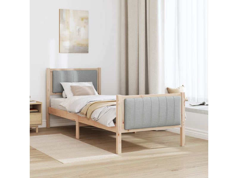  Lit simple- lit adulte -  cadre de lit avec tête de lit marron et gris clair 80 x 200 cm  - Conforama C
