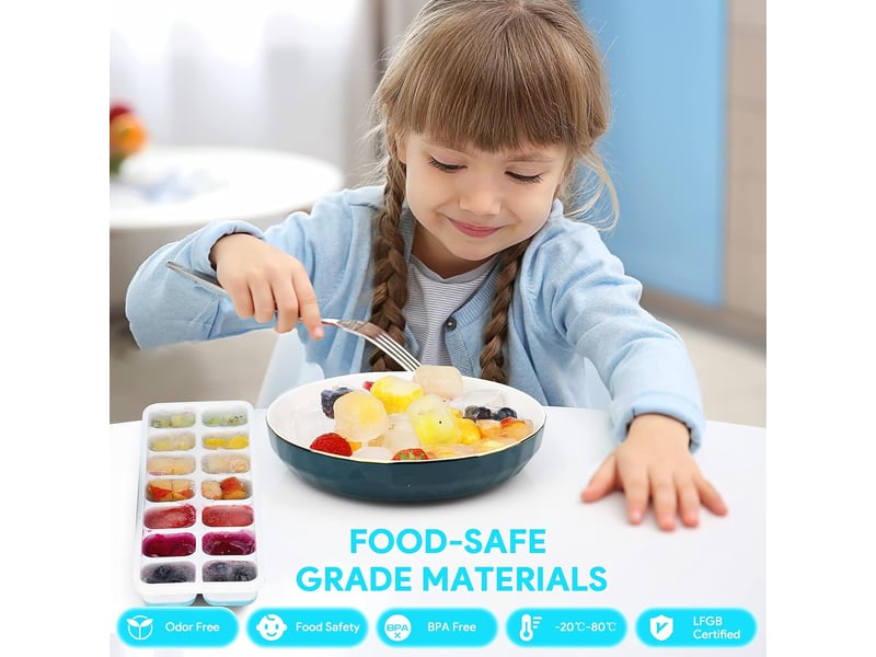 Set de 4 plateaux à glaçons en silicone avec couvercle, plateau à glaçons carré facile à enlever (bleu) - ljy1837fxn LJY1837FXN - Conforama C