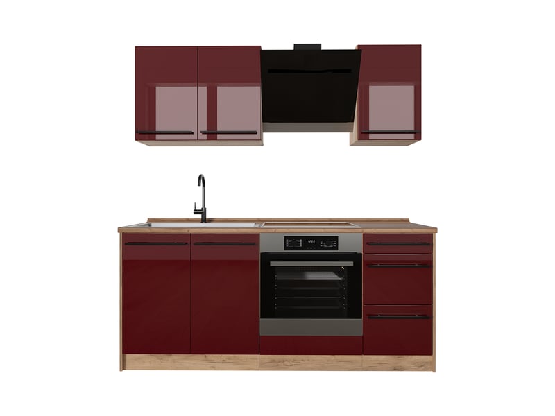 Vicco cuisine, rouge brillantchêne doré, 180cm sans plan de travail - Conforama A