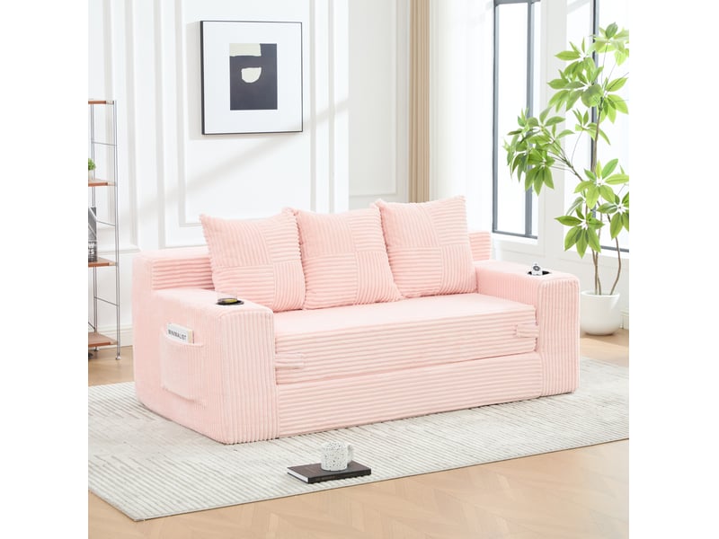  Canapé 3 places 172x87x64 cm modulaire rose  - Conforama B