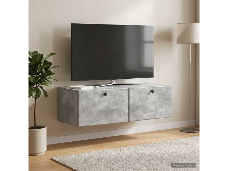  Meuble tv - banc tv - meuble de rangement mural 98 x 41 x 30 cm gris béton bois d'ingénierie  - Conforama B