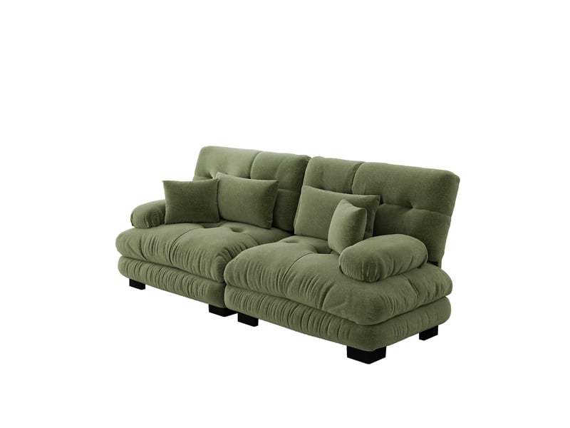  Canapé d'angle, canapé 2 places : style cloud, en chenille, coussins inclus  - Conforama E