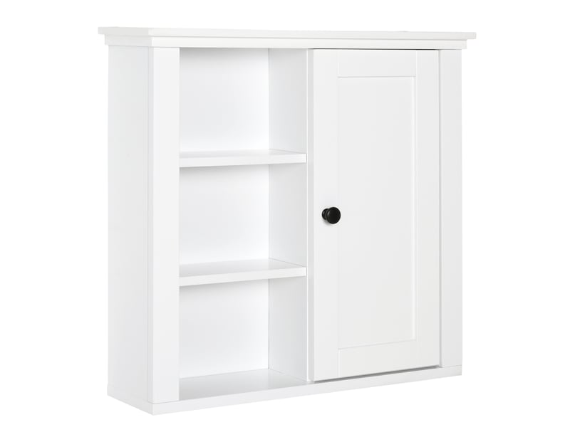  Armoire murale de salle de bain meuble suspendu wc placard 1 porte 3 niches dim. 53l x 14,5l x 50,5h cm en bois blanc  - Conforama A