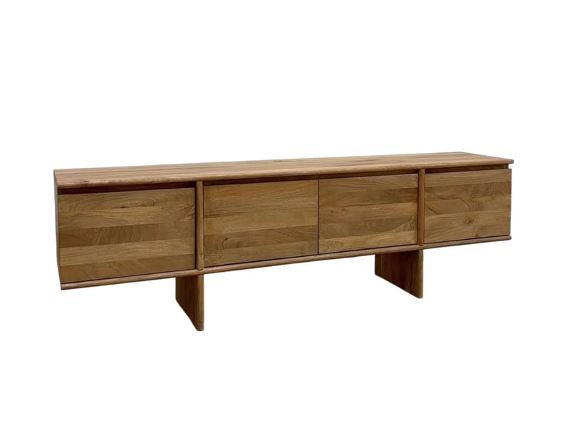  Meuble tv à 4 portes en bois de manguer masif naturel  - Conforama C