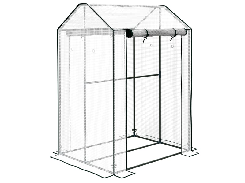  Serre de jardin 100x80x150 cm deux portes métal blanche  - Conforama A