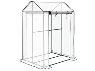 Serre de jardin 100x80x150 cm deux portes métal blanche