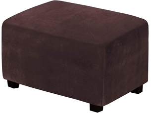 Housse de coussin - marron foncé housses de pouf extensibles housse ottomane en velours housse de repose - pieds rectangle housse de protection pour repose - pieds