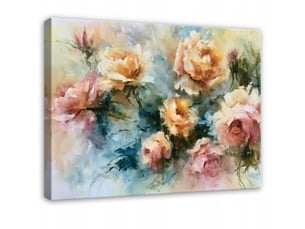 Tableau décoration murale impression sur toile fleurs roses coloré - 60x40 cm - tableau décoration murale chambre et salon