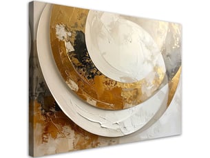 Tableaux, cercle abstrait blanc et or 30x20