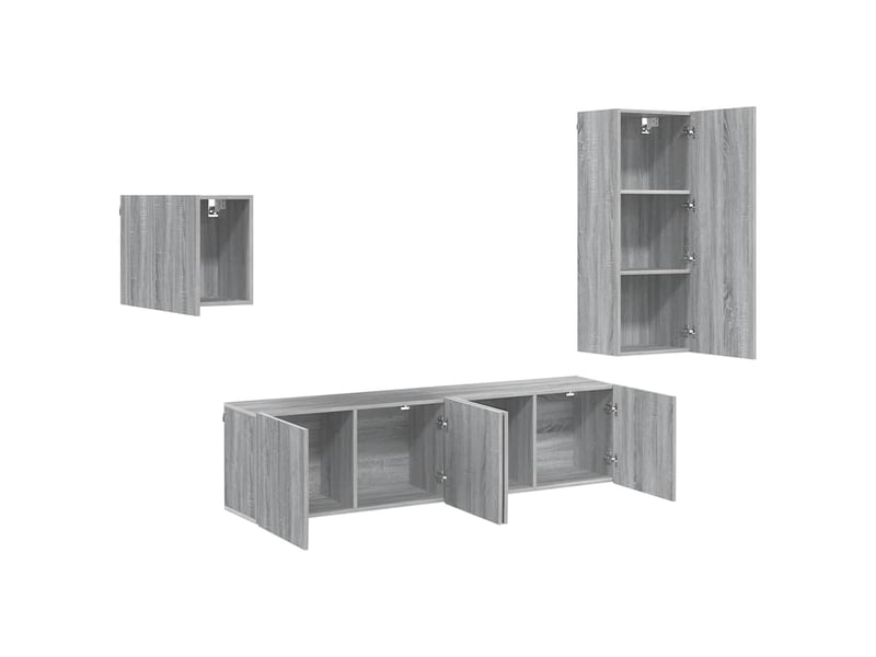  Unités murales tv 4 pcs sonoma gris bois d'ingénierie shl61965  - Conforama D