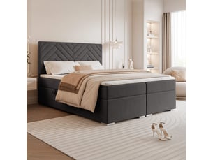 Lit coffre 160x200 cm <strong>IDOHOME</strong>  <strong>NEREA</strong> coloris gris