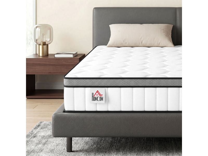  Matelas 140 x 190 cm, 20cm d'épaisseur, matelas à ressorts ensachés 7 zones mousse à mémoire forme au gel rafraîchissant  - Conforama D