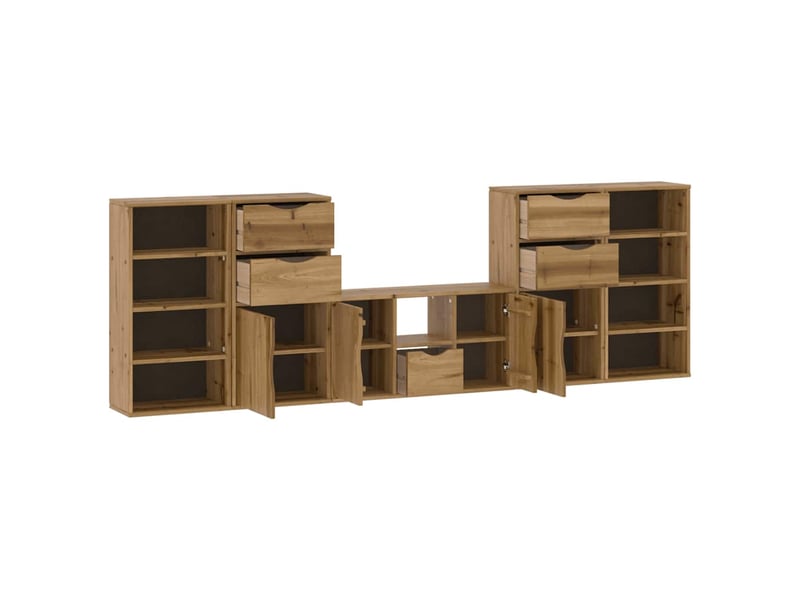  Lot de 5 meubles tv modulables avec rangement pour salon 79 x 24 x 40 cm en bois de pin massif naturel 02_0055984  - Conforama C