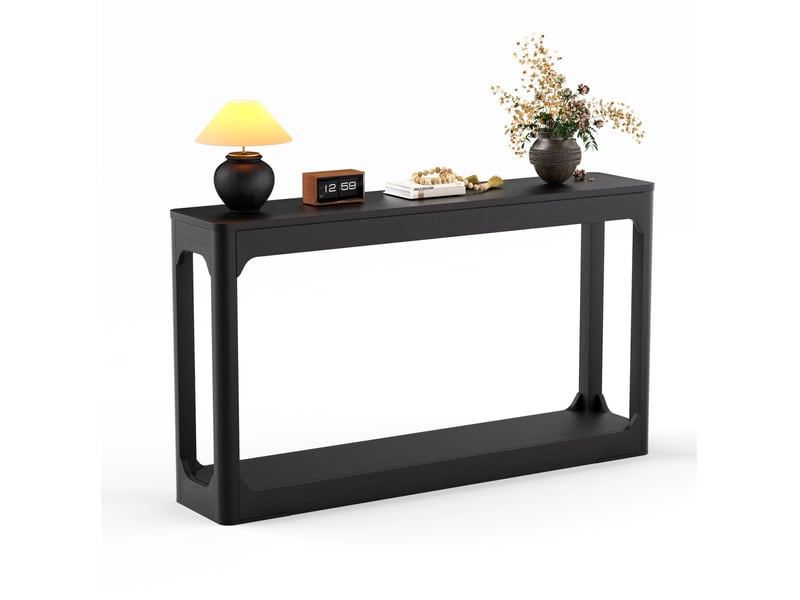  Console 140x30x79 cm en mdf noir avec rangement  - Conforama A