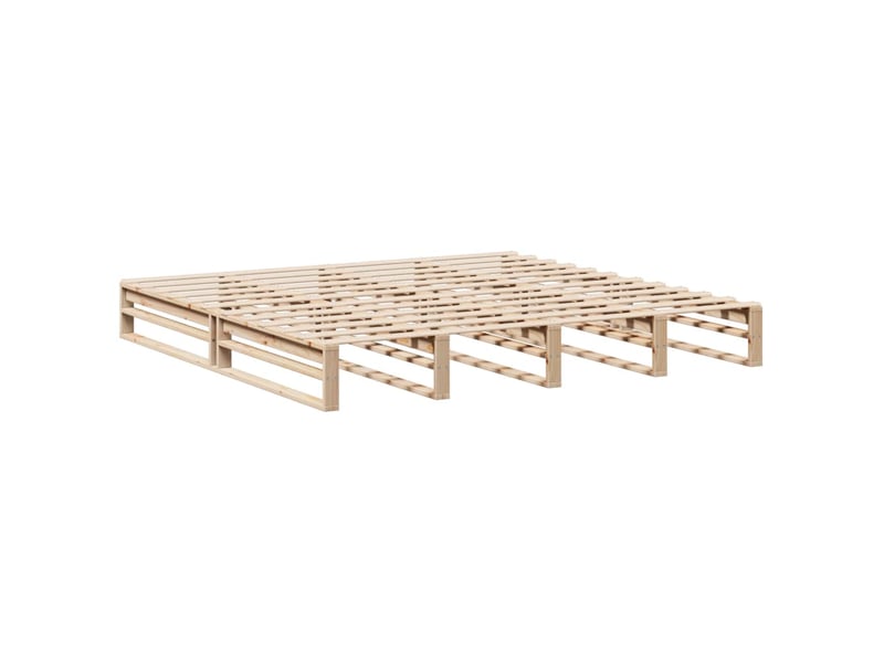  Lit double- lit adulte -  cadre de lit sans matelas 200x200 cm bois massif de pin  - Conforama C