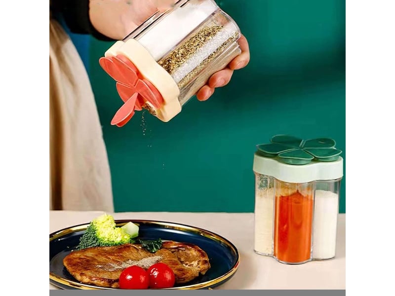  Boîte de rangement à condiments à 5 compartiments, boîte à épices - distributeur d'épices portable, récipient d'assaisonnement  - Conforama E