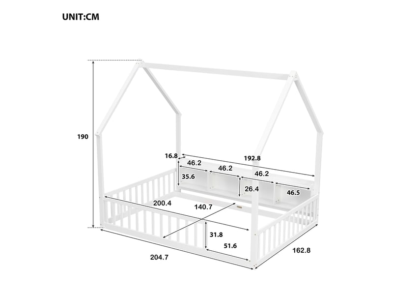  Lit cabane enfant 140x200 cm blanc avec barrières et 4 niches de rangement  - Conforama C