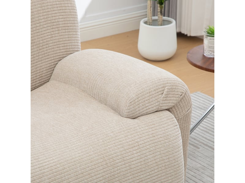  Fauteuil chenille avec repose-pieds compact pour petit salon - coussin mousse haute résilience 30d couleur kaki clair  - Conforama W