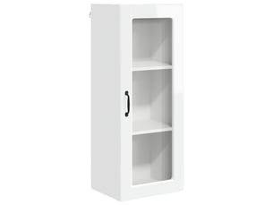 Meuble mural de cuisine, cabinet en verre mural blanc brillant 40x31x100cm shl1945