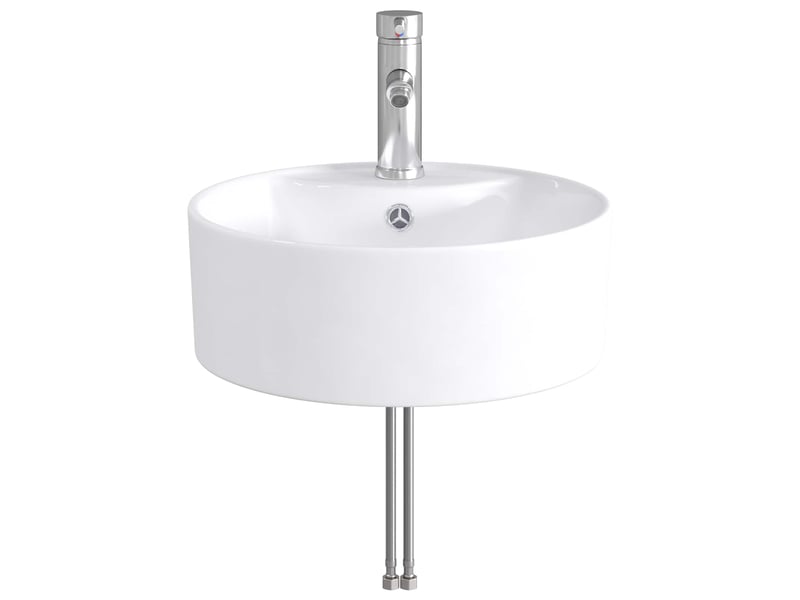  Lavabo avec robinet et évacuation chrome 40.5x40.5x15 cm  - Conforama D